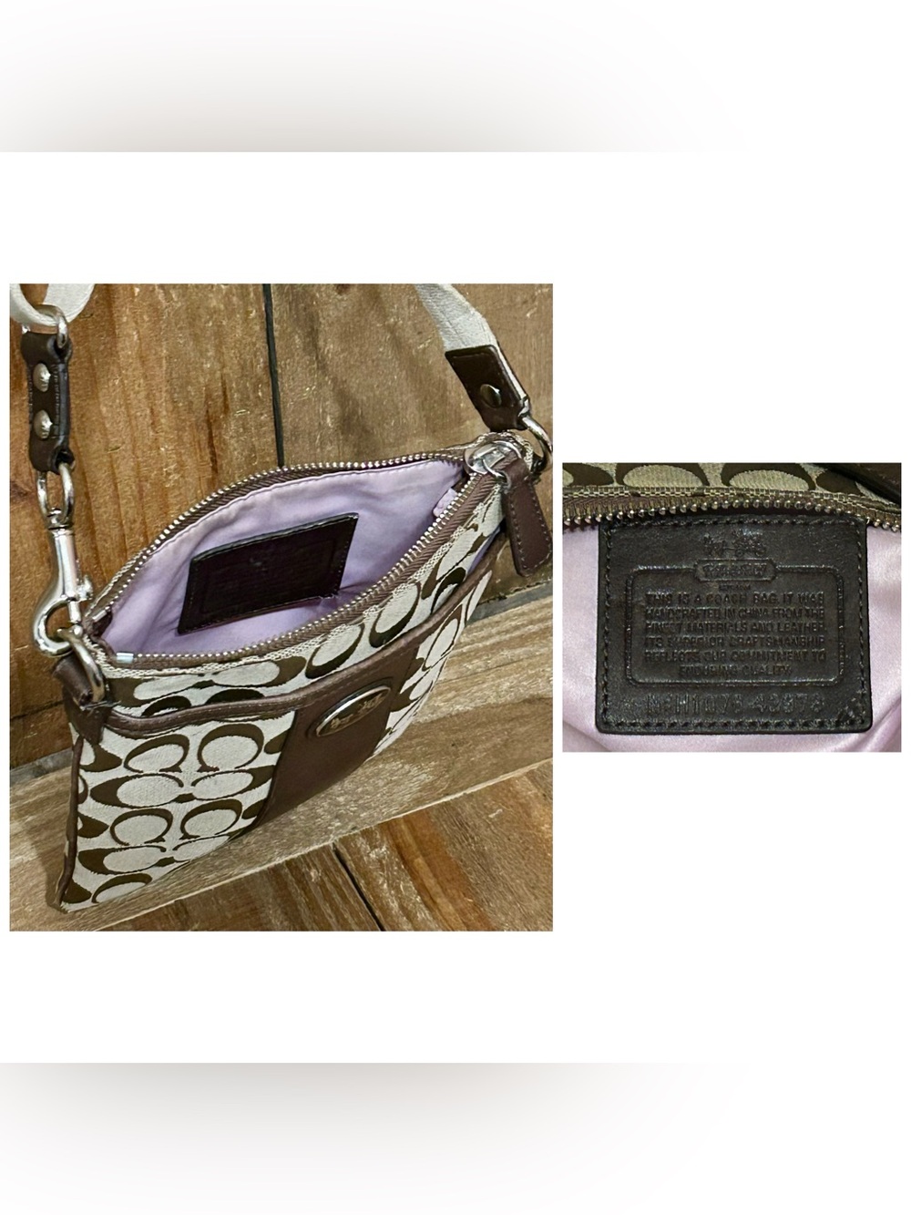 Coach. Sutton Signature Swingpack Crossbody Bag & Signature Monogram Wristlet. - Picture 8 of 16